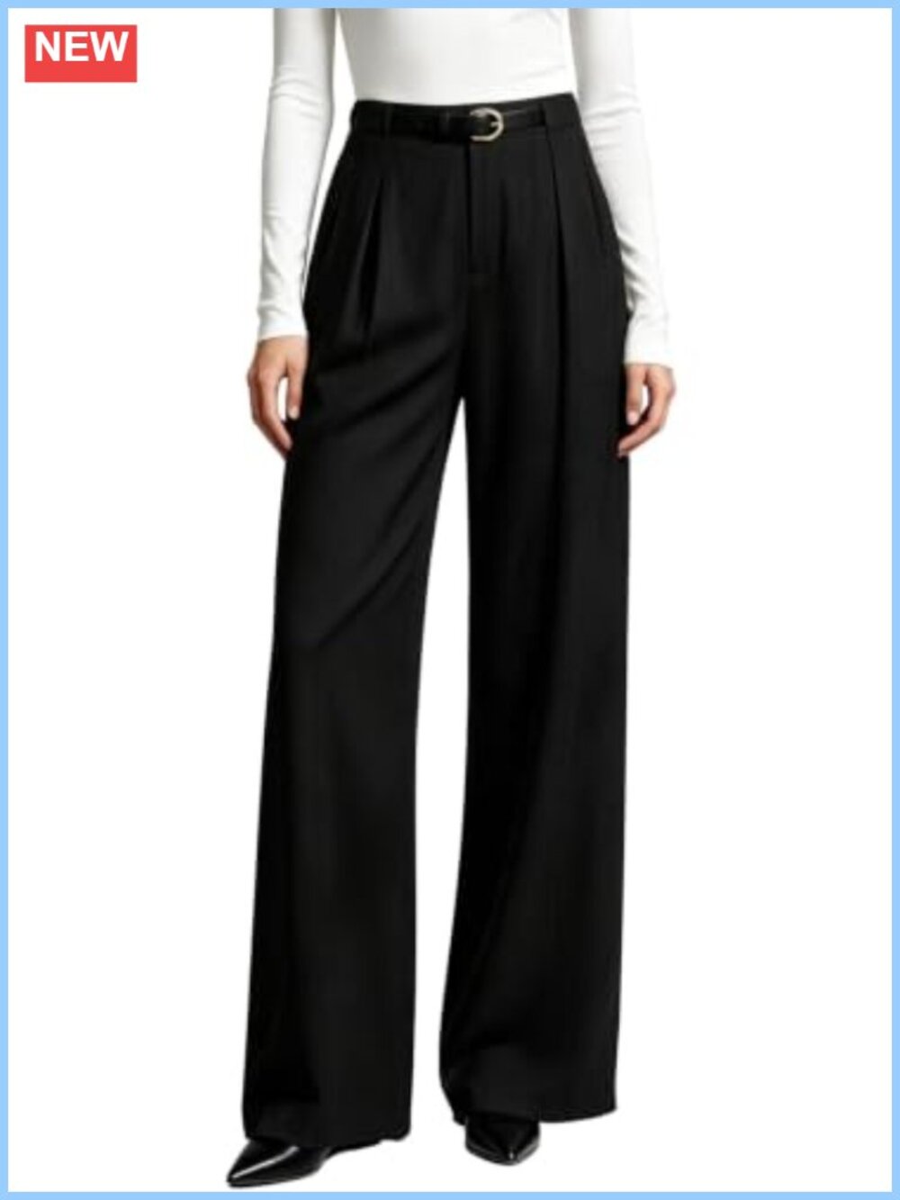 Wide Leg Dress Pants High Waisted Pleated Front Business Casual Palazzo - Picture 1 of 6